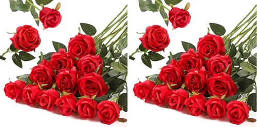 Vista 17 de Hawesome - Ramo de 12 rosas artificiales de seda con tallo largo para decoración del hogar, boda, fiesta (Negro-1)