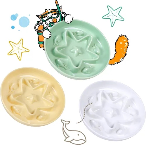 Vista 21 de Cuenco de alimentación lenta para gatos, de melamina, apto para bigotes, para comer lentamente, alimentos húmedos y secos, apto para lavavajillas