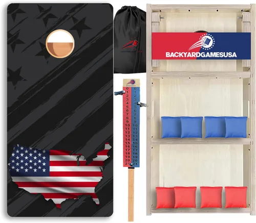 Vista 24 de CornholeGamesUSA Pro - Juego de tablas de Cornhole Fabricado en Estados Unidos Abedul báltico 3/4 Sin rebote Patas triples gruesas Dos 1