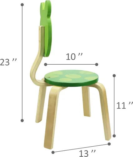 Vista 3 de iPlay iLearn - Sillas para niños, sillas para sala de juegos, con imagen de animales, sillas de juego para infantes., Madera, Rana (Frog)
