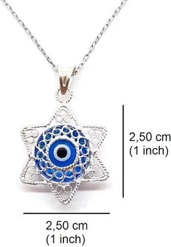 Vista 3 de MYSTIC JEWELS by Dalia - Collar de filigrana de plata de ley con ojo azul