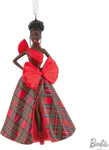 Vista 6 de Hallmark Mattel - Adorno navideño de Barbie afroamericana