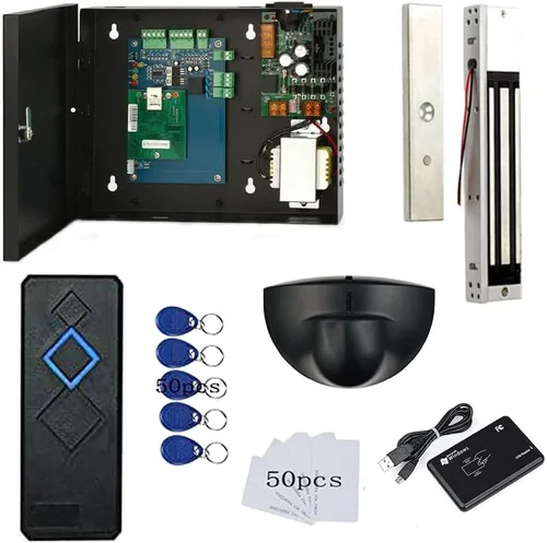 Vista 9 de Cerradura de huelga eléctrica completa TCP/IP red de control de acceso de una sola puerta Kits de sistema con fuente de alimentación de metal de 110