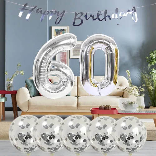 Vista 2 de Decoración de cumpleaños número 15, globos de papel de aluminio, globos de látex para fiesta de cumpleaños de 15 años, globos de helio, globos