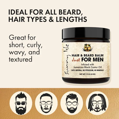 Vista 5 de Sunny Isle Pomada de bálsamo para cabello y barba de aceite de ricino negro