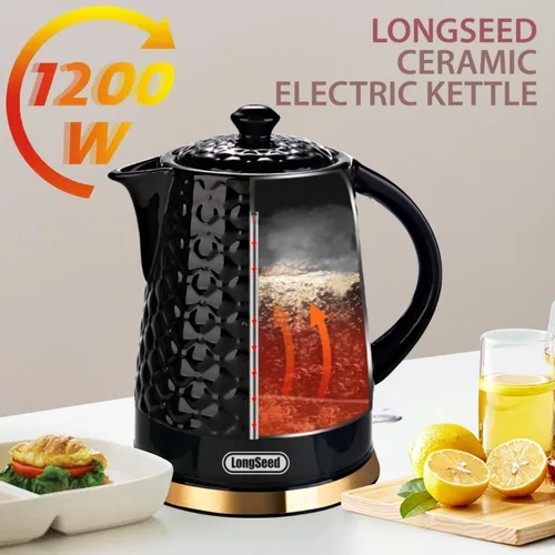 Vista 5 de Hervidor eléctrico de cerámica, 1.5L/1200 W hierve agua rápida y fácilmente con protección de ebullición y secado automático, base giratoria