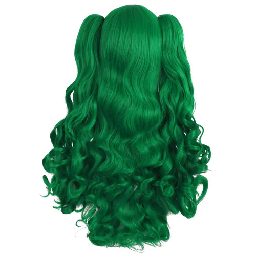 Vista 51 de Peluca MapofBeauty Lolita para disfraz, cabello largo, rizado, con coleta, Blanco
