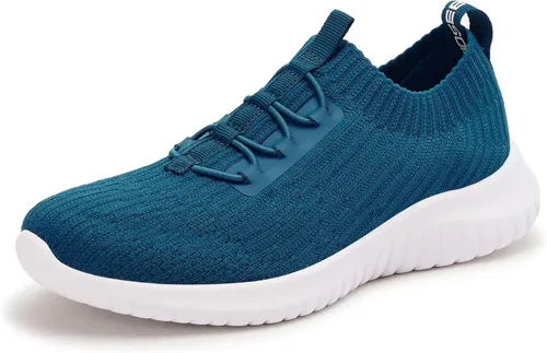 Vista 17 de TIOSEBON - Zapatos de caminar sin cordones para mujer, ligeros, casuales, para correr A/Todo Blanco