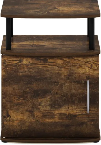 Vista 6 de Furinno Jaya - Mesita de noche con puerta, color ámbar y negro