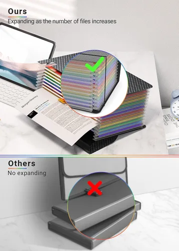 Vista 6 de Organizador de archivos de acordeón/carpeta de archivos expandible con asa, caja de archivo de 13 bolsillos, perfecta para escritorio de pie