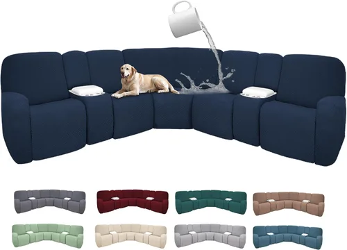 Vista 124 de Fundas de sofá reclinable seccional 100% impermeables para sofá reclinable en forma de L, funda de sofá modular de esquina en forma de L, fundas