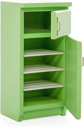 Vista 5 de Odoria 1/12 Miniatura Frigorífico Refrigerador Casa de Muñecas Accesorios de Muebles de Cocina Verde