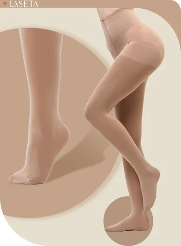 Vista 6 de LASETA Medias para mujer, 120D, con control superior, pantimedias opacas para invierno, 2 pares