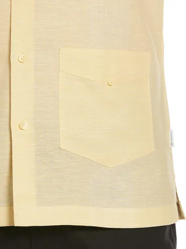 Vista 3 de Cubavera Camisa Guaybera de manga corta con botones para hombre, mezcla de lino