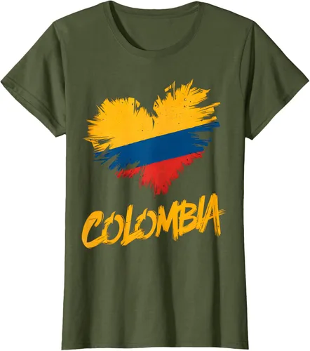 Vista 65 de Camiseta con la bandera del corazón de Colombia