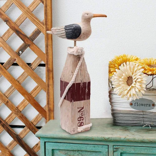 Vista 2 de Figura de gaviota de pájaro marino, estatua de pájaro costero para jardín, decoración de gaviotas, decoración de aves marinas, esculturas