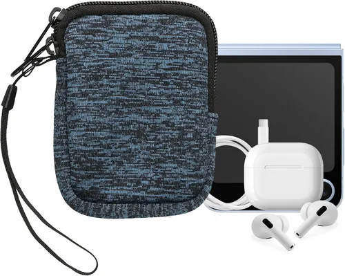 Vista 8 de kwmobile Bolsa de neopreno para teléfono tamaño XXS - 3/3,5 pulgadas - Mini bolsa universal para celular con cremallera, correa para la muñeca