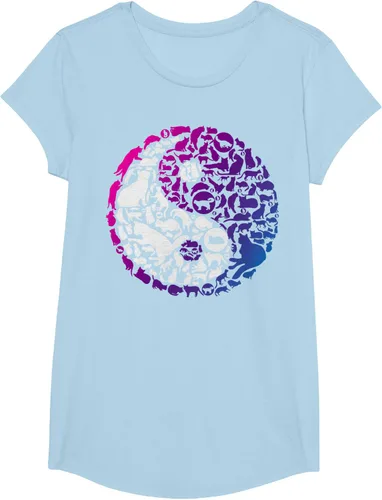 Vista 10 de Cute Kitty Cats and Zen Spirit Peace & Love Yin Yang - Camiseta de gato Negro
