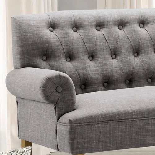 Vista 5 de Rosevera Drennan Loveseat - Sofá para sala de estar, lino, color ceniza