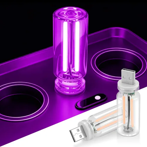 Vista 9 de 2PCS Luces LED USB de noche para automóvil, lámpara retro para decoración de atmósfera automotriz, luces de ajuste táctil interior del automóvil