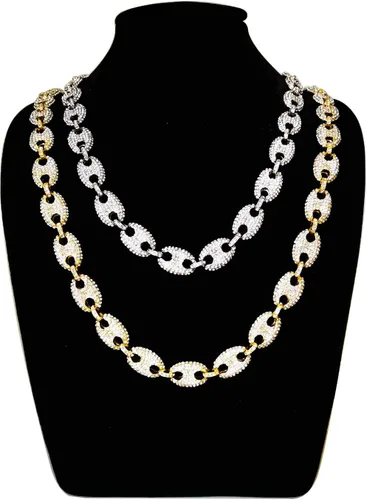 Vista 6 de FW Jewelry Cadenas de eslabones cubanos Gold Mariner para hombre, collares cubanos de grano de café, cadenas cubanas de hip hop de 16 a 30 pulgadas