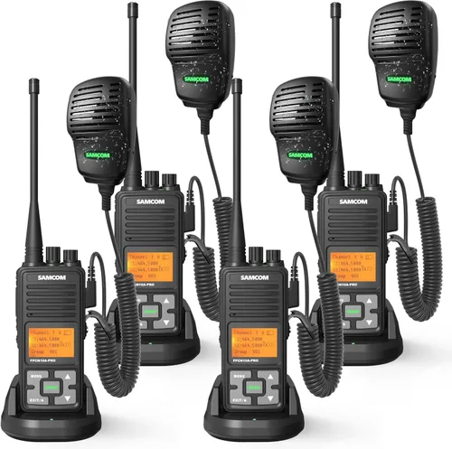 Vista 10 de SAMCOM FPCN10A Radio bidireccional con micrófono de altavoz impermeable (paquete de 2) Heavy Duty Long Range Walkie Talkies,20 Channels UHF