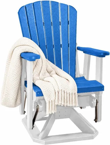 Vista 11 de DutchCrafters Slat Fan Back Poly Adirondack Swivel Glider Outdoor Patio Chair (Black)