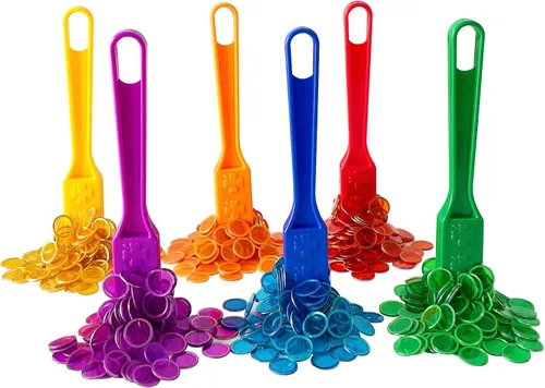 Vista 8 de Yuanhe Juego de fichas de bingo magnéticas, varitas magnéticas de 5 colores con 500 fichas de metal para contar y clasificar, actividades educativas