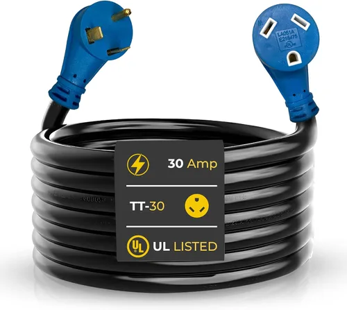 Vista 8 de Amp Up Cable de extensión RV de 30 amperios, cable de alimentación resistente de 75 pies, cable eléctrico NEMA TT-30 para cámper con bloqueo