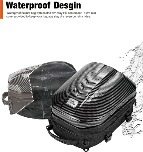 Vista 11 de Grapelet Mochila para motocicleta con carcasa rígida de ABS impermeable, bolsas de equipaje, bolsas para casco con almacenamiento ampliable, 24L-35L