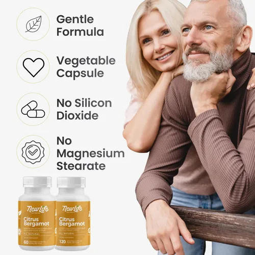 Vista 5 de NewLife Naturals Suplementos de bergamota cítrica de 500 mg - Salud del corazón - Suplemento para el bienestar y el envejecimiento - Fórmula