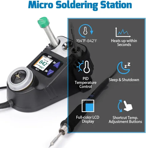 Vista 6 de WEP 982-V Micro Soldering kit with 5 C210 Soldering Iron Tips, Temperature Control, Sleep Mode, Auto Shutdown and LCD Display
