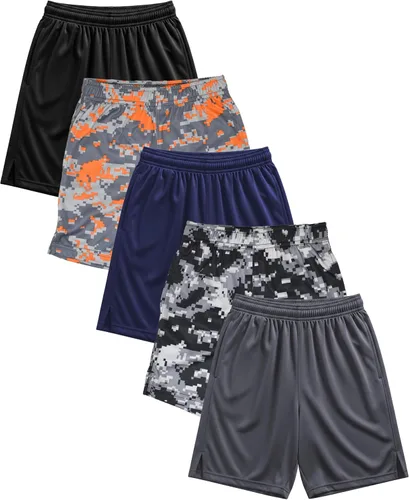 Vista 13 de Andrew Scott Pantalones cortos deportivos de baloncesto para niños con rendimiento activo y estilo de malla, varios paquetes