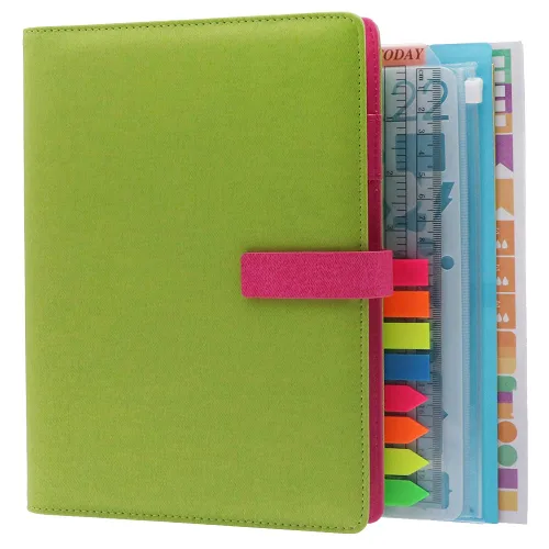 Vista 7 de HXRTANGS A5 Refillable Notebook, Ring Binder Journal Personal Organizer with Lined Paper + Planner Stickers + Subject Dividers + Index Tabs +