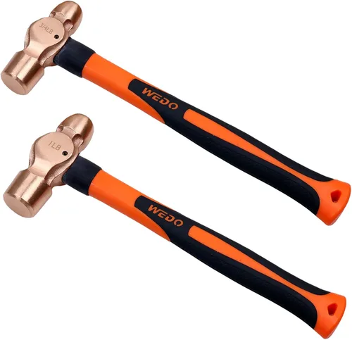 Vista 20 de WEDO Martillo de bola de cobre de 24 oz (1-1/2 libras), martillo de bola con mango de madera, longitud 325 mm (13"), forjado a presión, resistente a