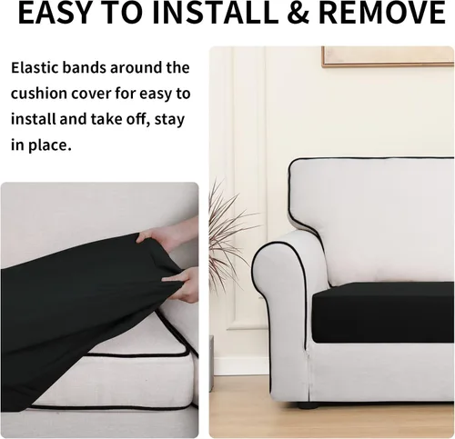 Vista 4 de Easy-Going Funda de cojín 100% impermeable para asiento de sofá, funda de cojín elástica de muebles, para niños, mascotas, cojín de sofá biplaza