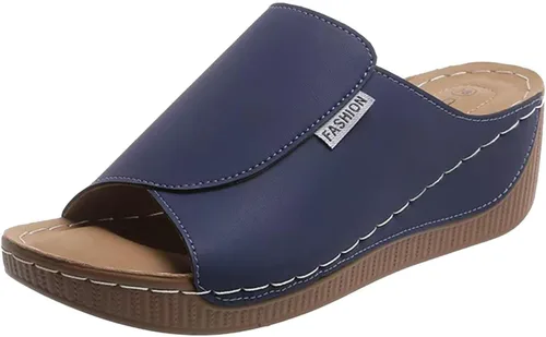 Vista 10 de Sandalias de cuña para mujer, puntera abierta, soporte de arco, calzado ortopédico para caminar, zapatos elegantes de suela suave sin cordones