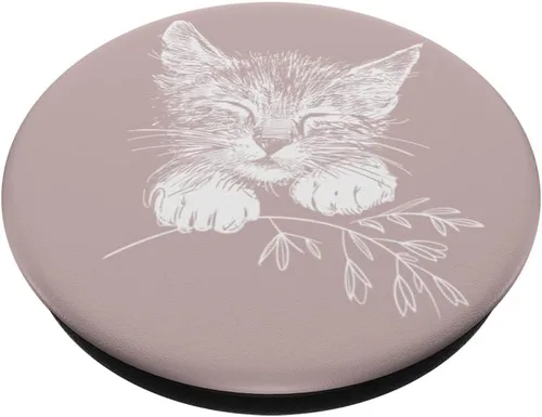 Vista 2 de PopSockets PopSockets Swappable PopGrip - Gatito durmiente con ramita pequeña