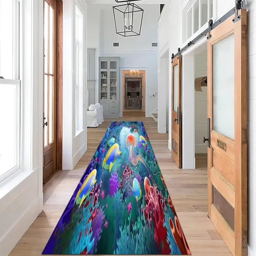 Vista 18 de Alfombra de pasillo de arco iris, 1.3 x 7 pies, alfombra de pasillo de abstracción interior, alfombra de pasillo para sala de estar para pasarela 10