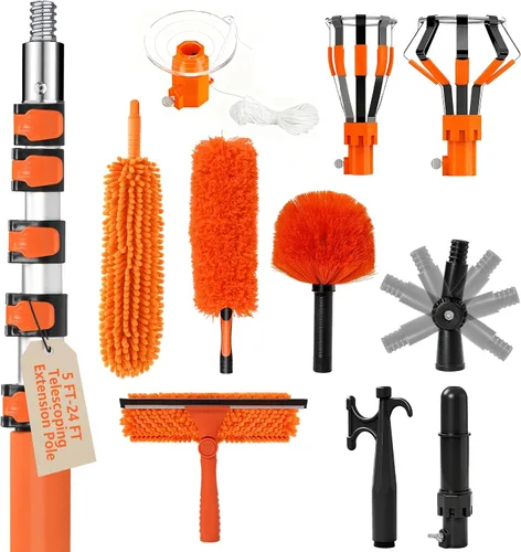 Vista 10 de Kit de cambiador de bombilla de 20 pies para techos altos con poste de Naranja