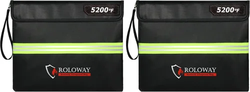 Vista 10 de ROLOWAY Bolsa de documentos ignífuga (14 x 11 pulgadas) con capa de papel de aluminio mejorada de 5200 ℉, bolsa ignífuga para documentos con tira