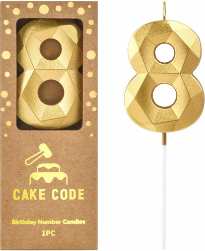 Vista 19 de Crystal Gold - Velas de cumpleaños con número 0 de 2.76 pulgadas, velas doradas y de números de pastel para celebración de fiesta