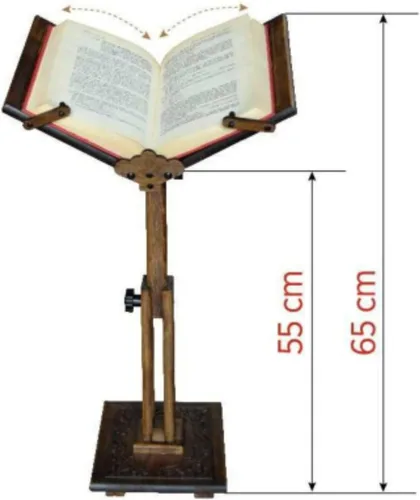 Vista 4 de Soporte ajustable para libros de madera tallada Corán, Biblia, atril de Torá Diccionario, Soporte para libro de cocina