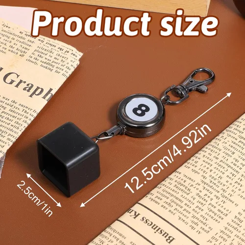 Vista 2 de SynHHergyx Soporte para tiza de billar con llavero retráctil, accesorios para mesa de billar, accesorios para los amantes del billar