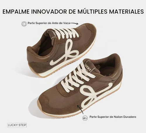Vista 4 de LUCKY STEP - Zapatillas de moda para mujer, elegantes, de caña baja, clásicas, retro, casuales, cómodas, para correr y caminar Marrón oscuro