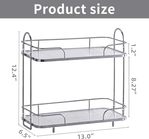 Vista 5 de Organizador de baño, organizador de perfume cosmético para el cuidado de la piel de 2 niveles, encimera de baño, perfume de maquillaje para bandeja