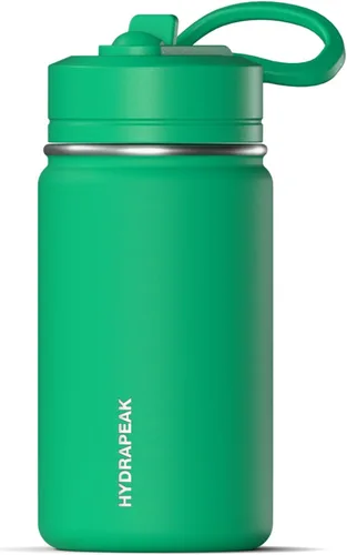 Vista 20 de Hydrapeak Mini botella de agua de 14 onzas con tapa con popote, botella de agua aislada de doble pared de acero inoxidable Botella de agua a Negro
