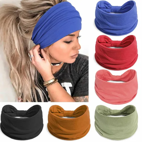 Vista 34 de Awumbuk Diademas anchas para mujeres anudadas antideslizantes bandas para la cabeza suaves diadema turbante accesorios para el cabello boho africano