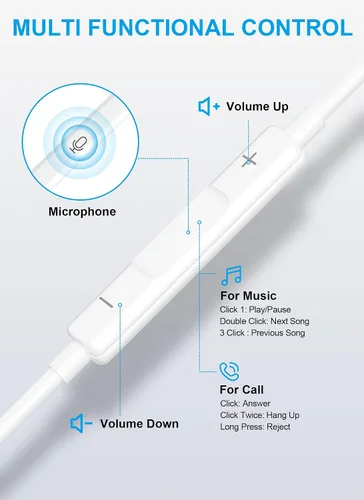 Vista 4 de Auriculares con cable USB C, auriculares con cable para iPhone 17 16 15, auriculares tipo C con micrófono y control remoto, auriculares con cable