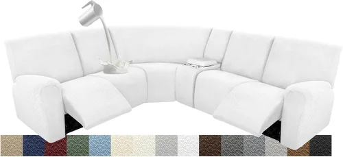 Vista 40 de Fundas para sofá modular reclinable, impermeable, en forma de L, lavable, para sofá reclinable en forma de L, súper elásticas, suaves, para esquinas